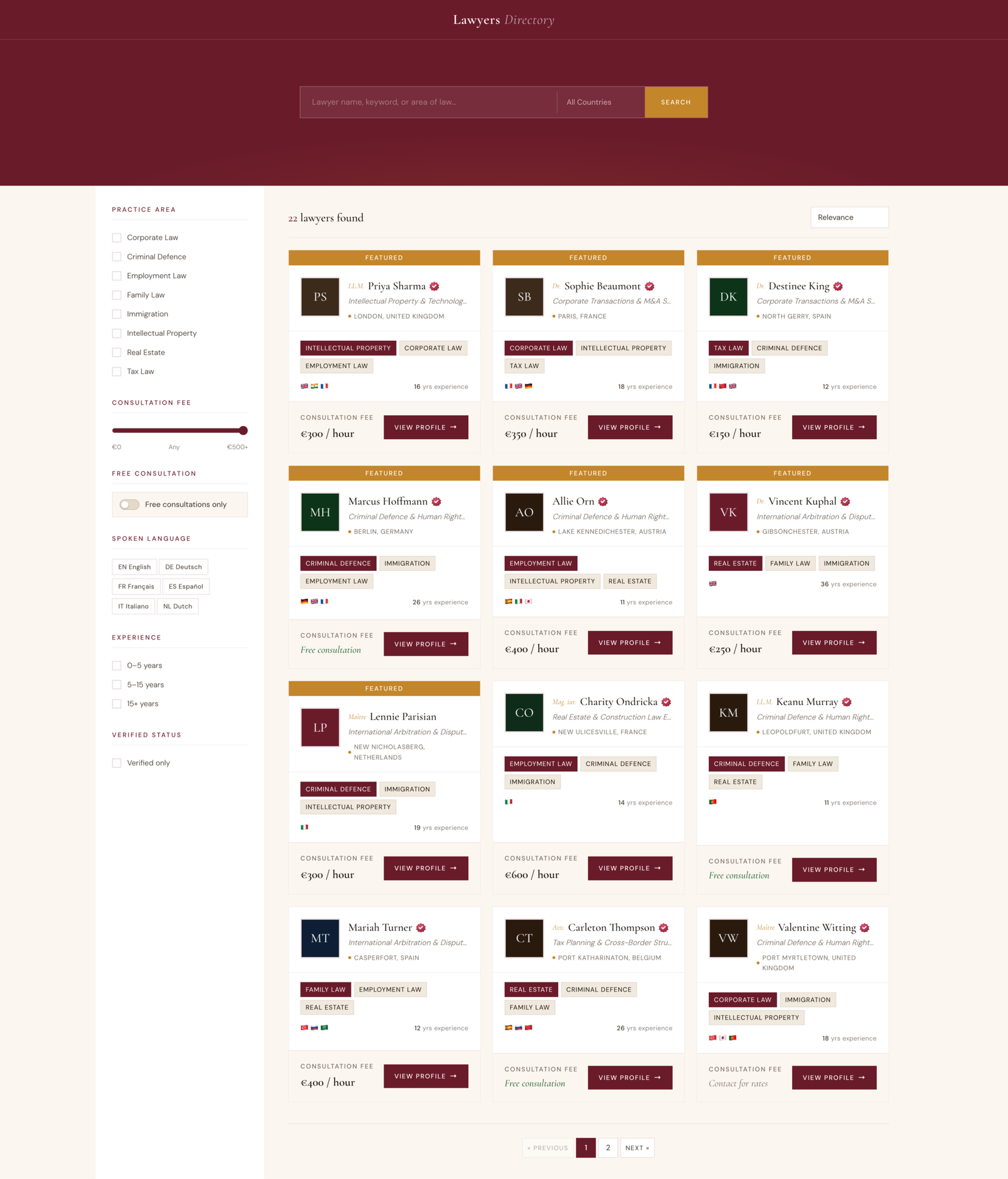 Lawyer Directory preview